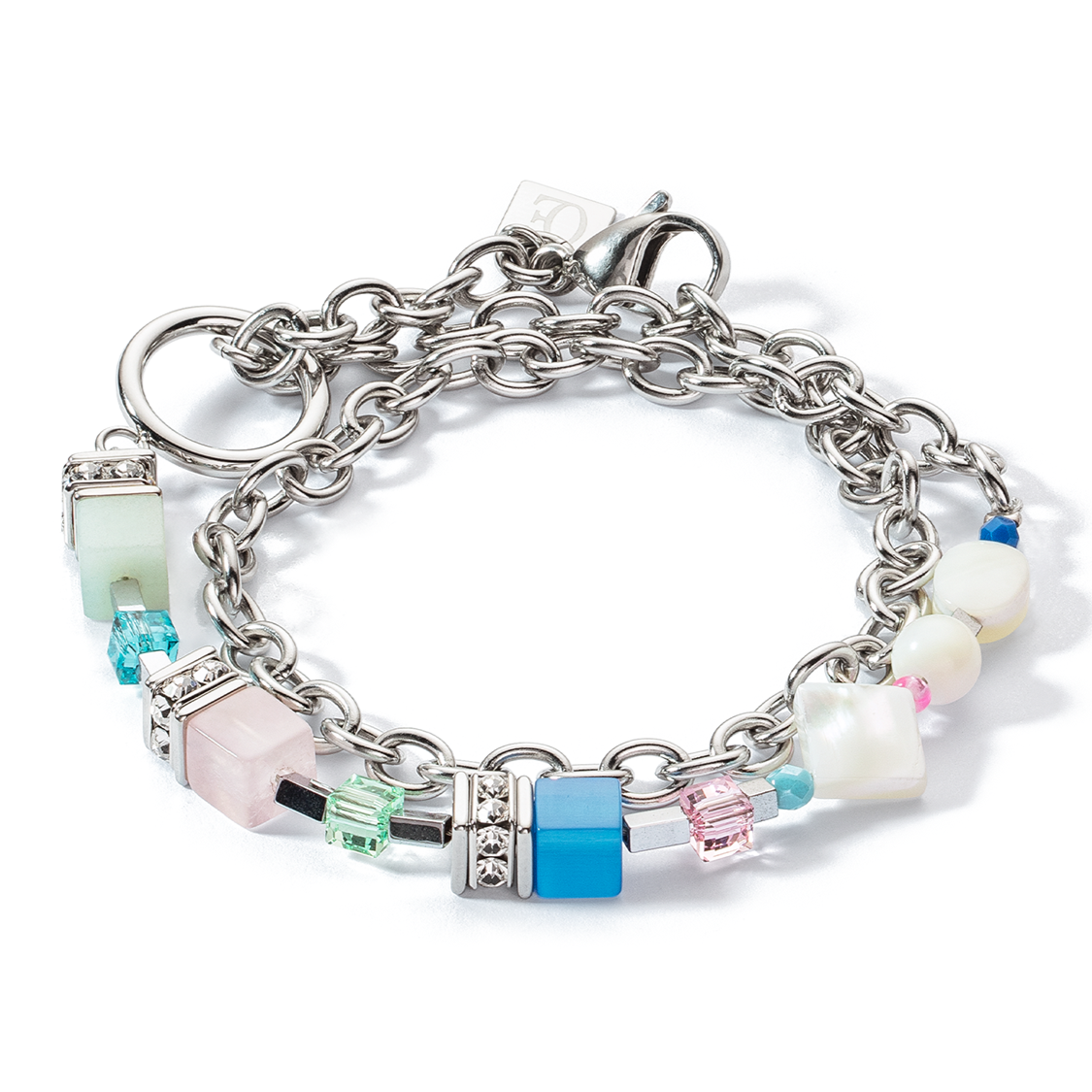 Coeur De Lion GeoCube Amazonite & Rose Quartz Fusion Chain Bracelet in Ireland